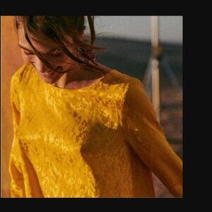 Sezane Tinsley Jacquard Yellow Dress